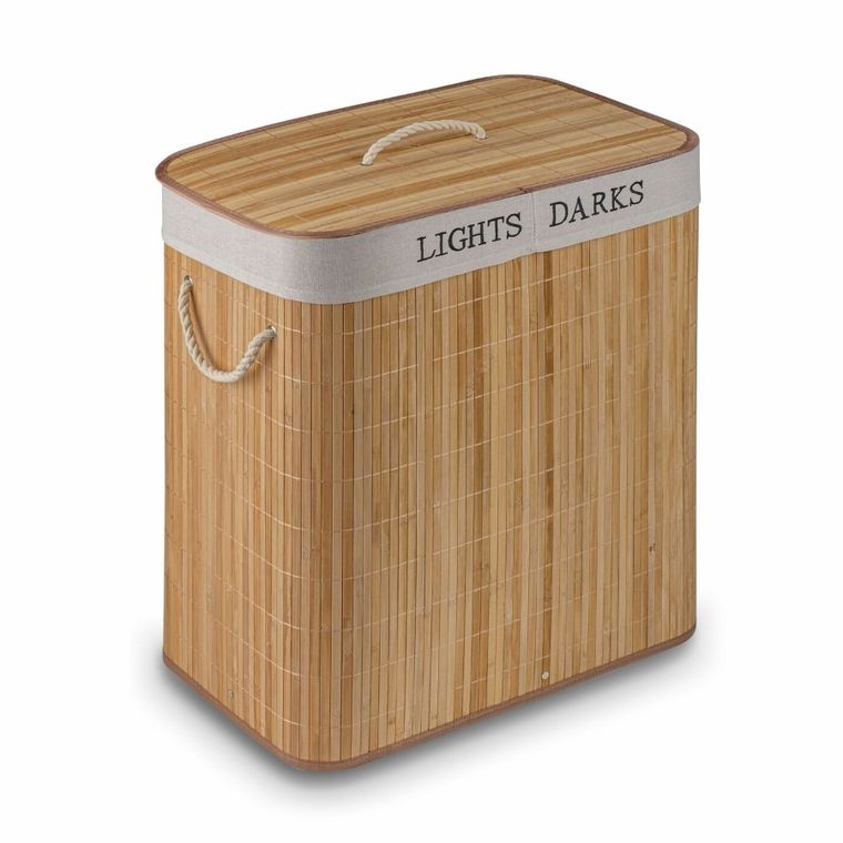 Tadar, kosz bambusowy, 2 komory, 105l, 52-32-63 cm