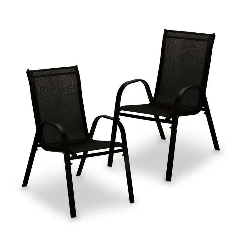 Tadar, krzesła ogrodowe, stalowe, czarne, 55-75-91 cm, 2 szt.