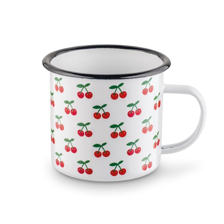 Tadar, kubek emaliowany, wiśnie, 9 cm, 500 ml