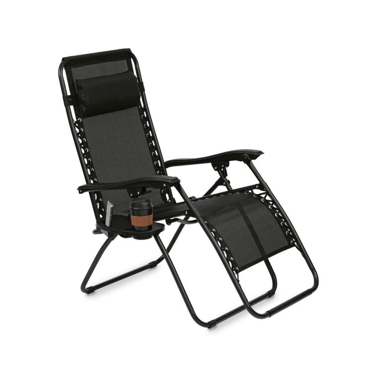 Tadar, leżak ogrodowy grawitacyjny, czarny, 66-160-110 cm