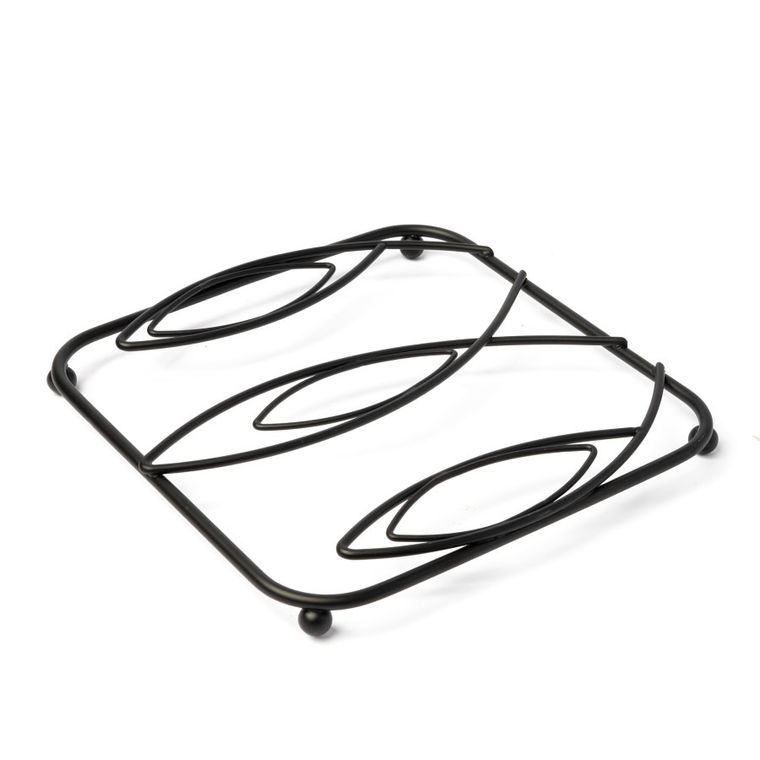 Tadar, podkładka pod garnek, listek, czarna, 17 cm