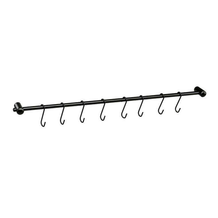 Tadar, reling kuchenny z 8 wieszakami, czarny, 54 cm