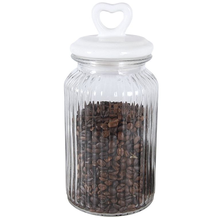 Tadar, słoik okrągły z pokrywą ceramiczną, serce, 1300 ml