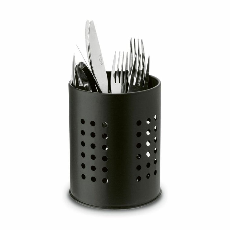 Tadar, stojak na przybory kuchenne, okrągły, czarny, 11,5-15 cm