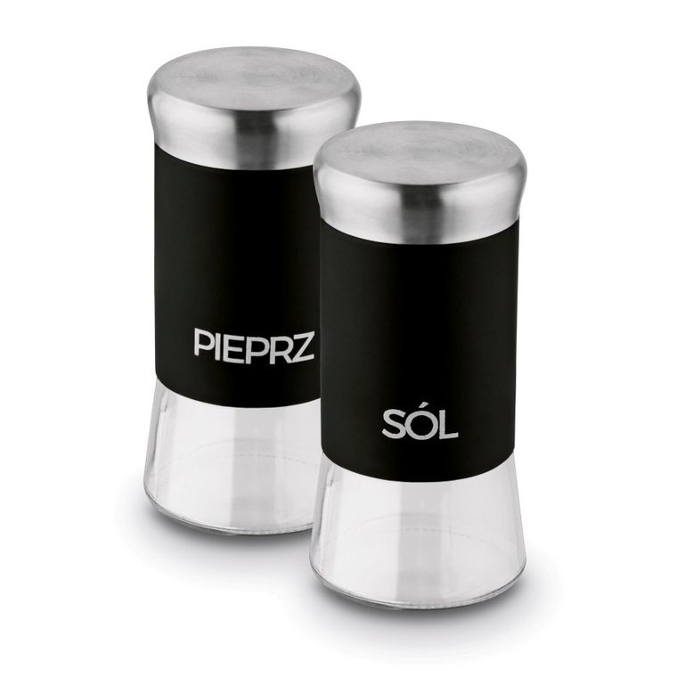 Tadar, szklany komplet pojemników, sól&pieprz, czarny
