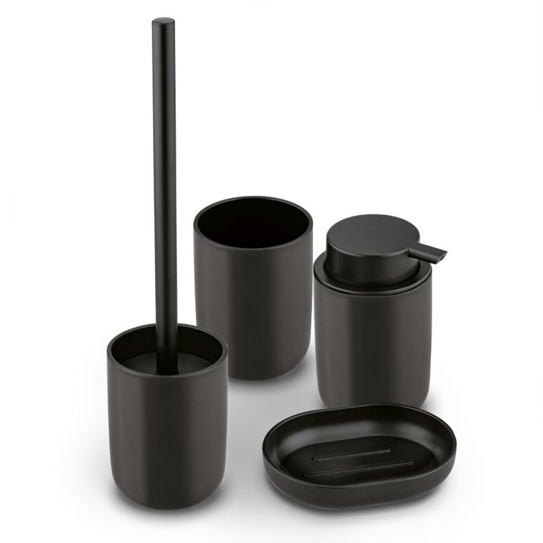 Tadar, zestaw łazienkowy, czarny mat, 4 elementy