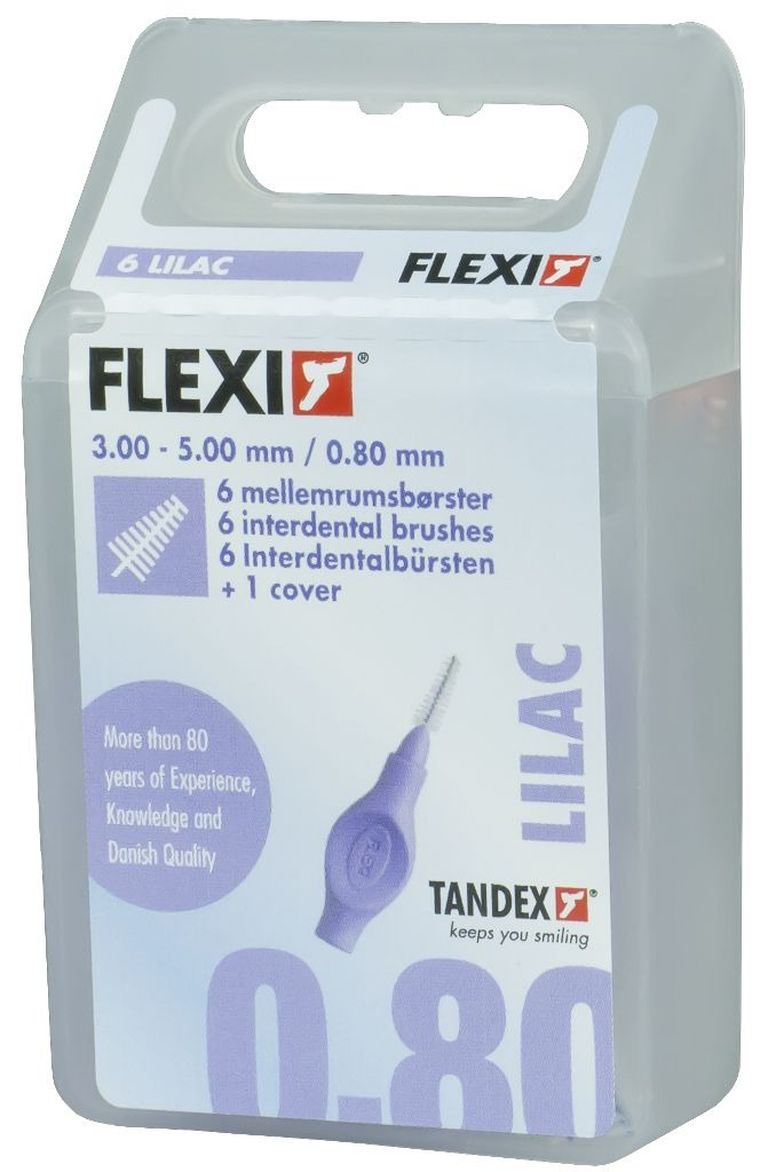 Tandex, czyściki międzyzębowe, Flexi 0,8-3-8 mm, X-fine, lilac, wrzosowy, 6 szt.