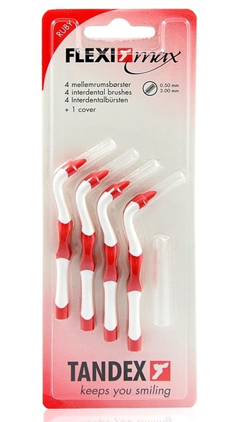 Tandex, czyściki międzyzębowe, FlexiMax 0,5-3 mm, ruby, czerwony, 4 szt.