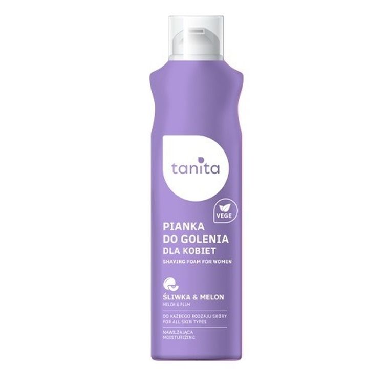 Tanita Vegan, pianka do golenia dla kobiet do każdego rodzaju skóry, śliwka & melon, 200 ml