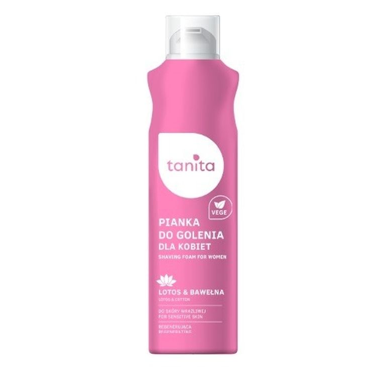 Tanita Vegan, pianka do golenia dla kobiet do skóry wrażliwej, lotos & bawełna, 200 ml