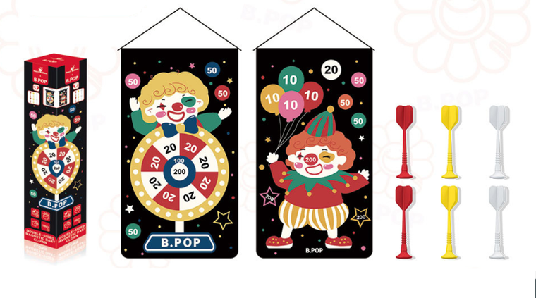 Tarcza magnetyczna z rzutkami, dwustronna, klaun