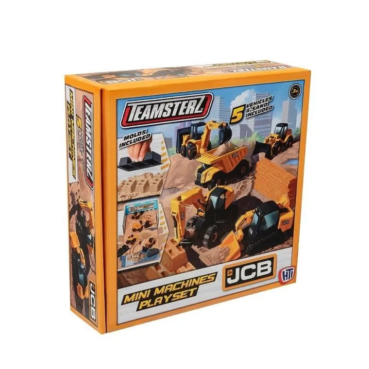 TeamsterZ, JCB, mini maszyny z piaskiem, 5 szt.
