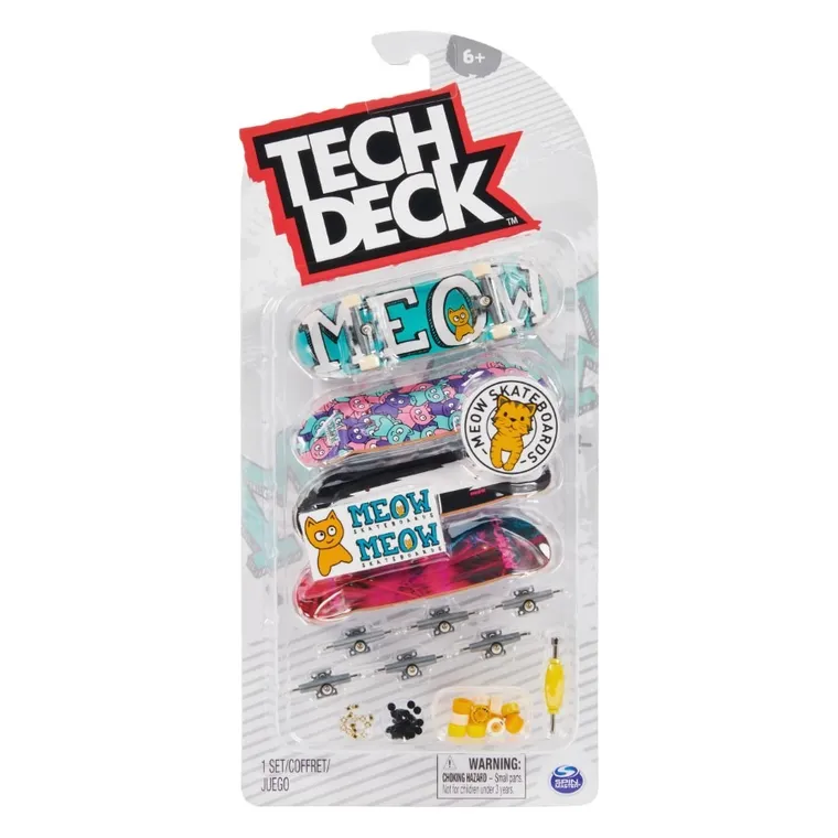 Tech Deck, Meow, fingerboard, deskorolki, 4 szt.