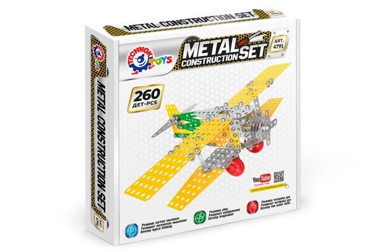 TechnoK, klocki konstrukcyjne, metalowe, samolot, 260 elementów