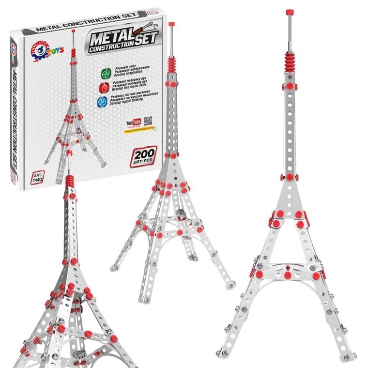 Technok, metalowe klocki konstrukcyjne, Wieża Eiffla, 200 elementów