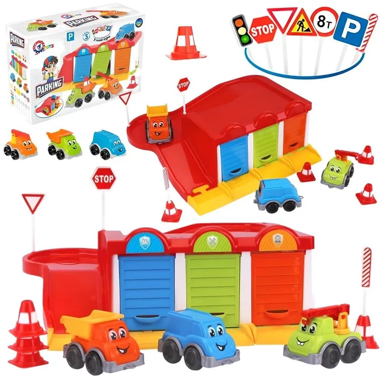 TechnoK, parking z 3 samochodzikami i garażem