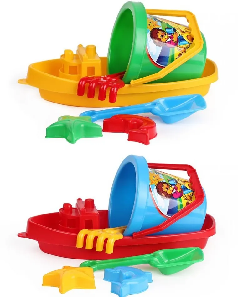 TechnoK, statek, zabawka do piasku, łódka, wiaderko, akcesoria