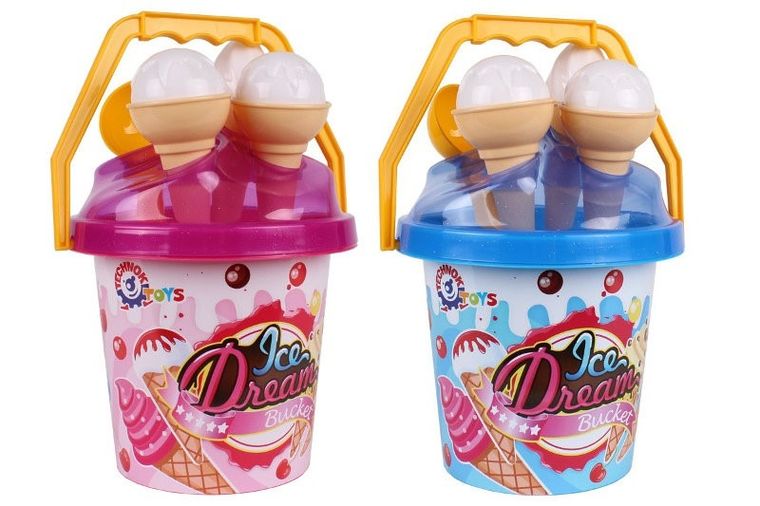 TechnoK, zestaw do piasku, wiaderko z akcesoriami, lody