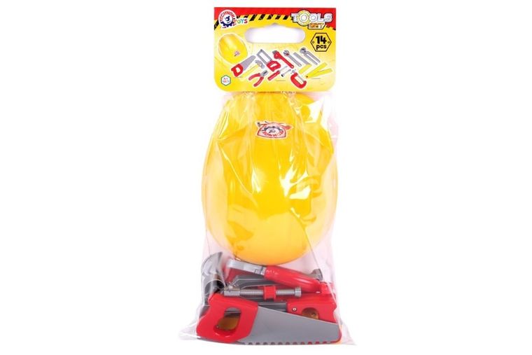 TechnoK, zestaw, kask, piły, śrubokręt, młotek, miarka