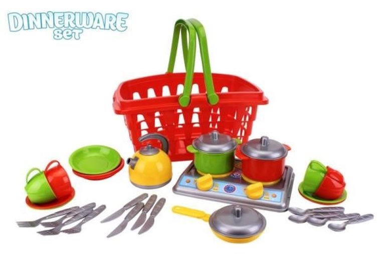 TechnoK, zestaw kuchenny Halinka, koszyk, sztućce, garnki