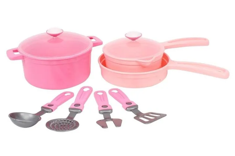 Technok, zestaw naczyń kuchennych, różowe