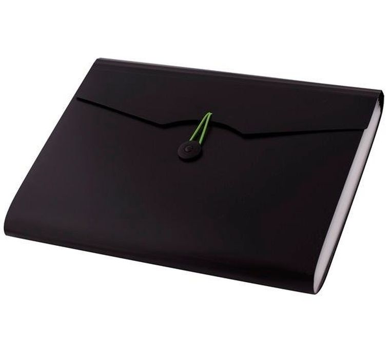 Teczka A4, 12 przegródek, czarna, 1 szt.