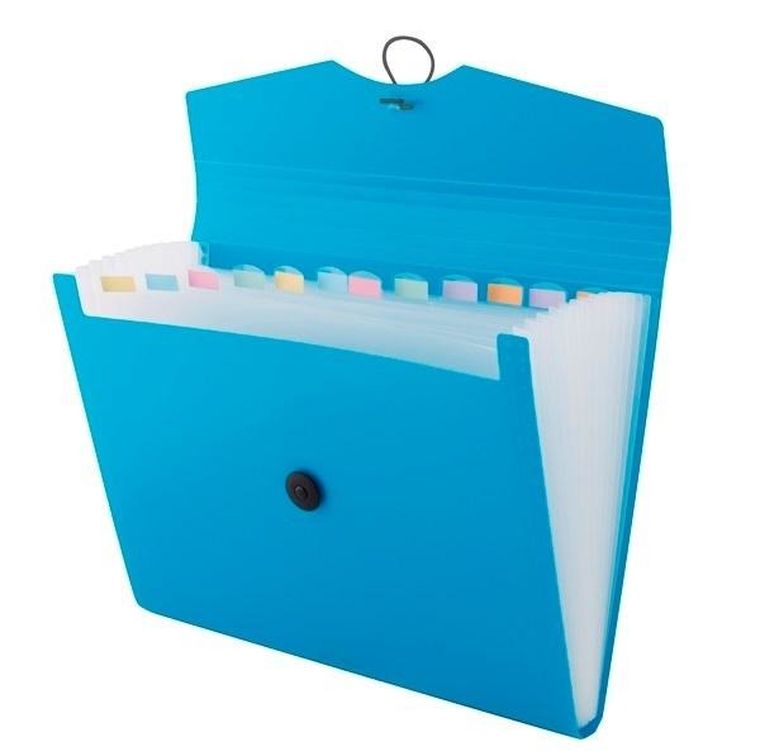 Teczka A4, 12 przegródek, niebieska, 1 szt.