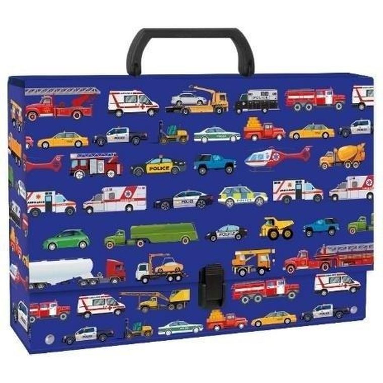 Teczka z rączką, gruba, A4, 9 cm, Pojazdy, 1 szt.