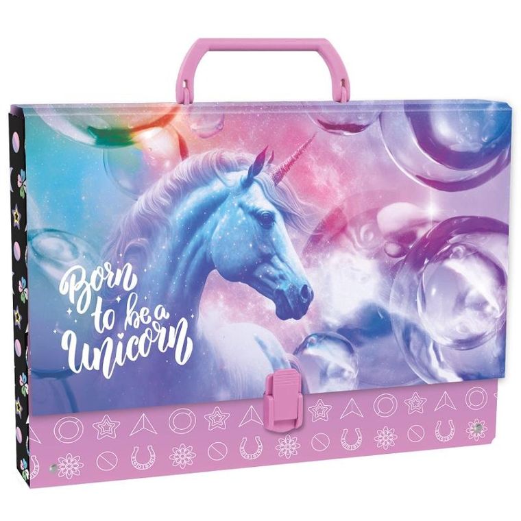 Teczka z rączką, twarda, A4, 5 cm, Jednorożec, 1 szt.