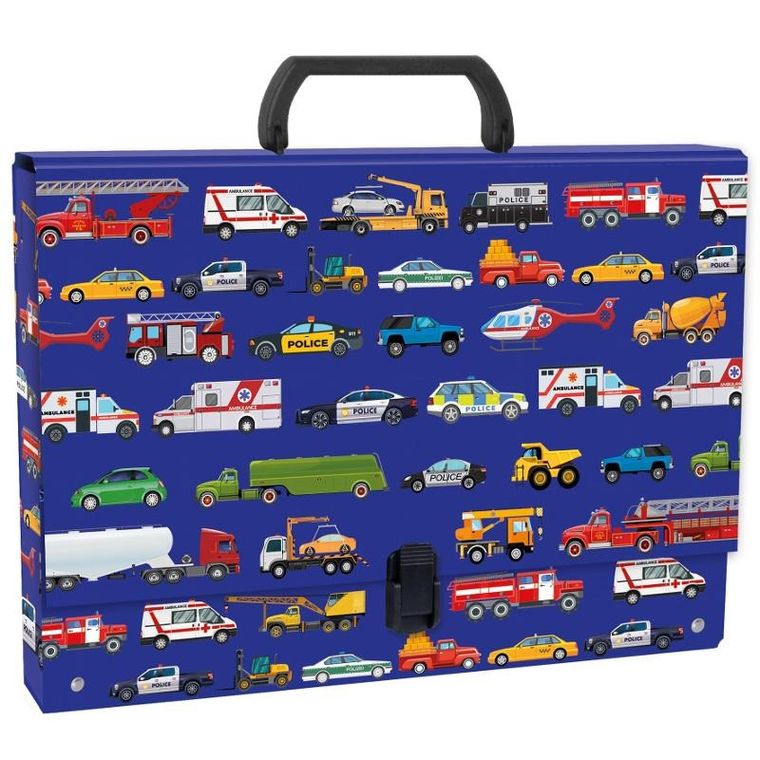 Teczka z rączką, twarda, A4, 5 cm, Pojazdy, 1 szt.