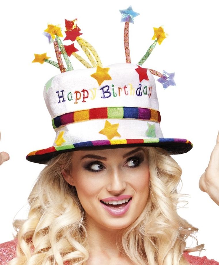 Tęczowy cylinder, kapelusz, happy birthday, sto lat