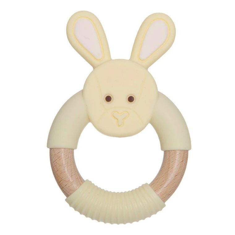 Teddykompaniet, Diinglisar, zajączek, gryzak silikonowy, kremowy, 10,5 cm