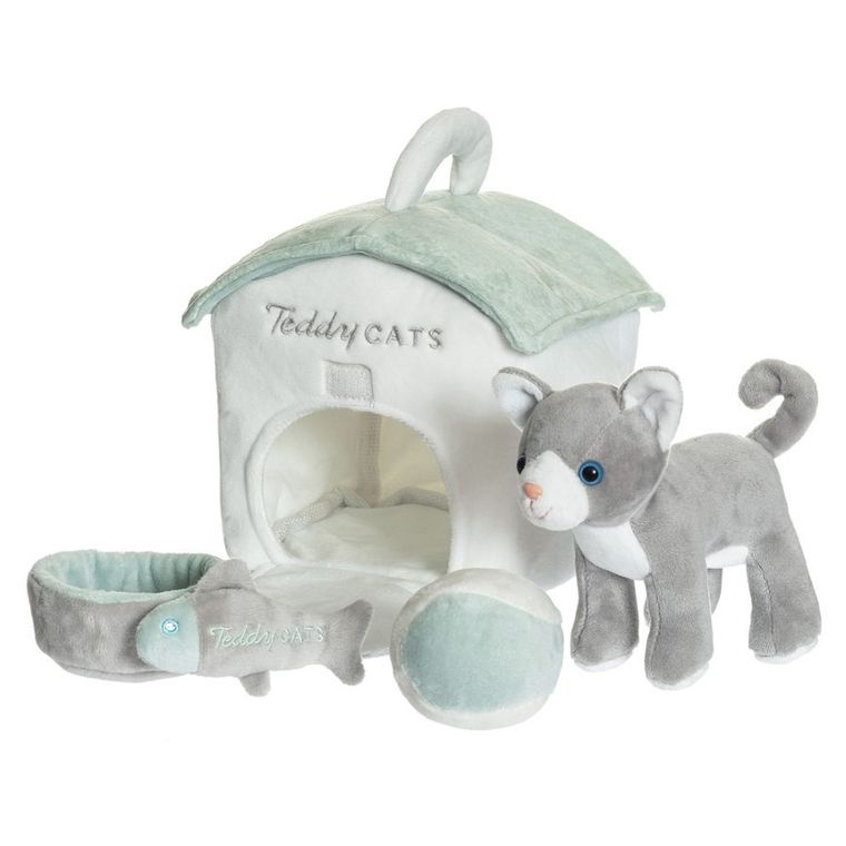 Teddykompaniet, Teddy Cats, pluszowy kotek z transporterem i akcesoriami, 19-21-23 cm