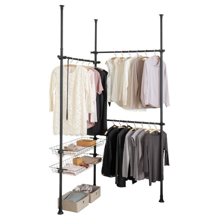 Teleskopowy system do garderoby, Herkules basic, podwójny, czarny