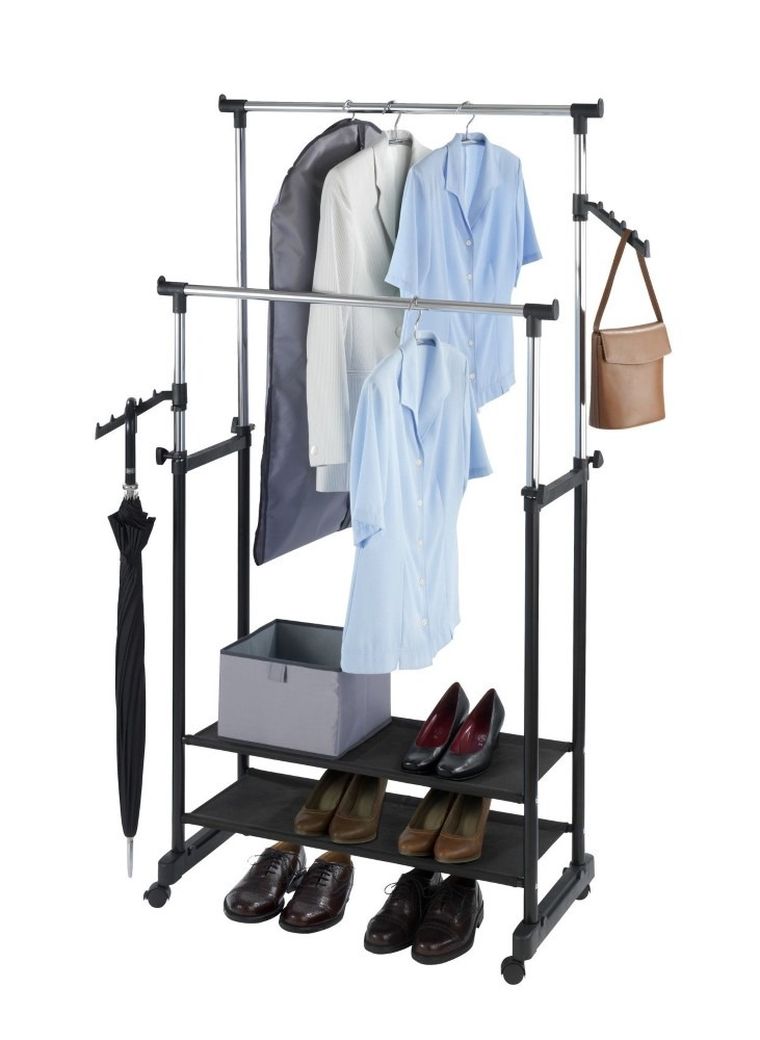 Teleskopowy wieszak na ubrania, szafa na kółkach