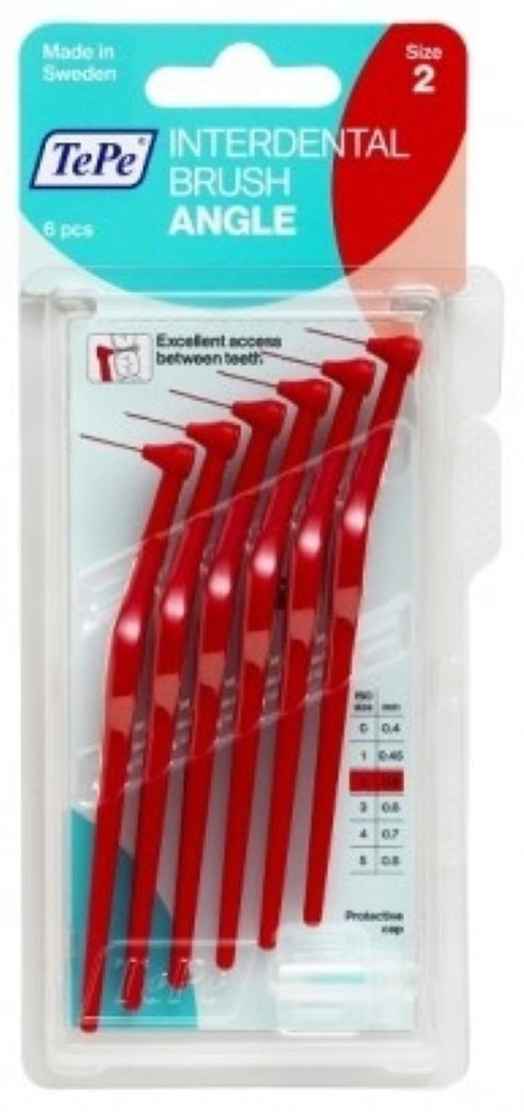 TePe, Angle, szczoteczki do przestrzeni międzyzębowych, 0,50 mm, czerwone, 6 szt.