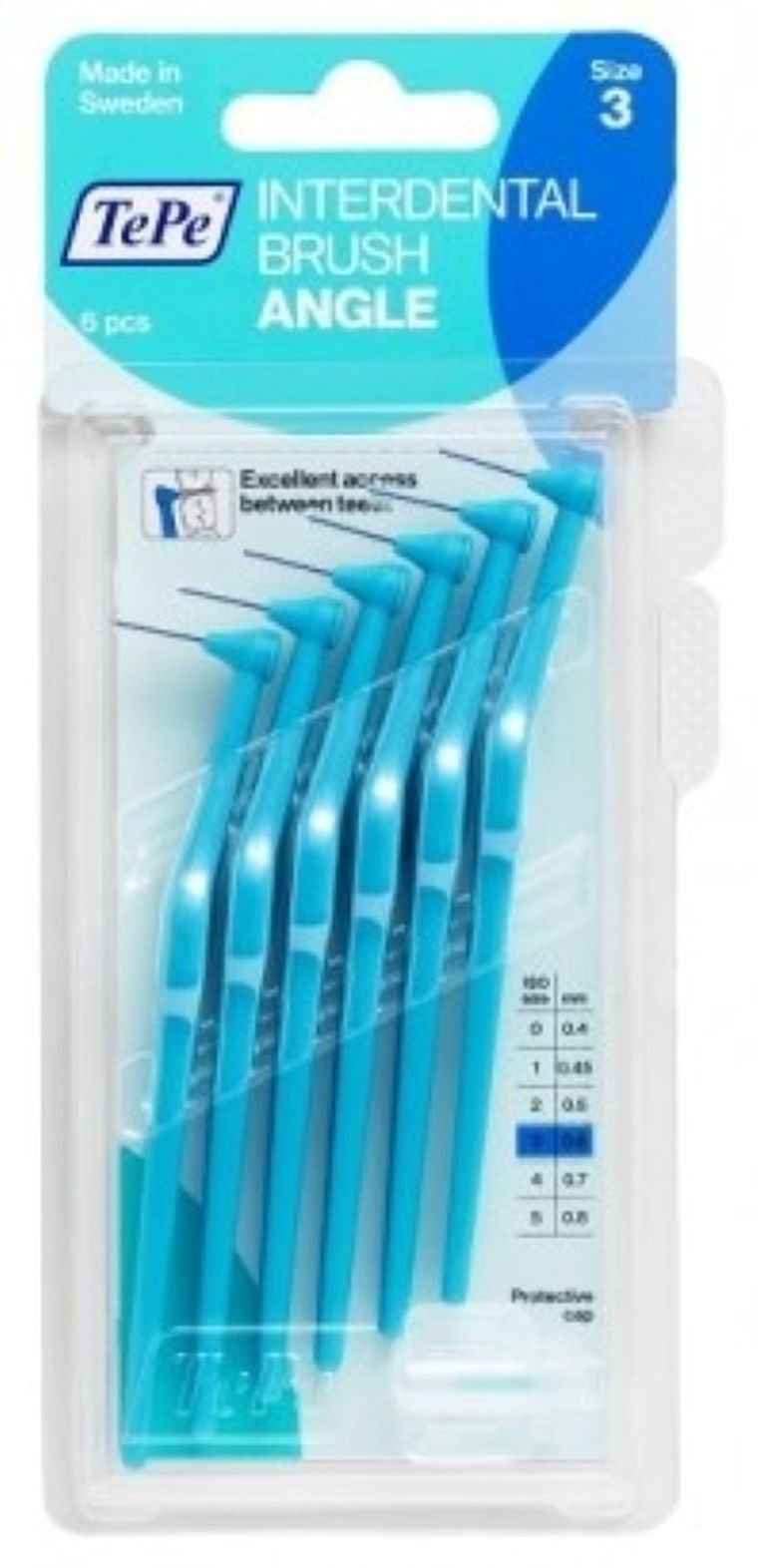 TePe, Angle, szczoteczki do przestrzeni międzyzębowych, 0,60 mm, niebieskie, 6 szt.