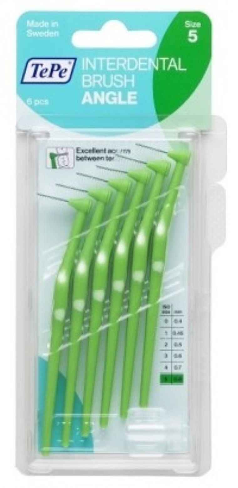 TePe, Angle, szczoteczki do przestrzeni międzyzębowych, 0,80 mm, zielone, 6 szt.