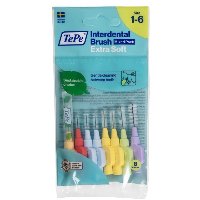 TePe, Extra Soft Mixed Pack, szczoteczki do przestrzeni międzyzębowych 0.45-1.1 mm, 8 szt.