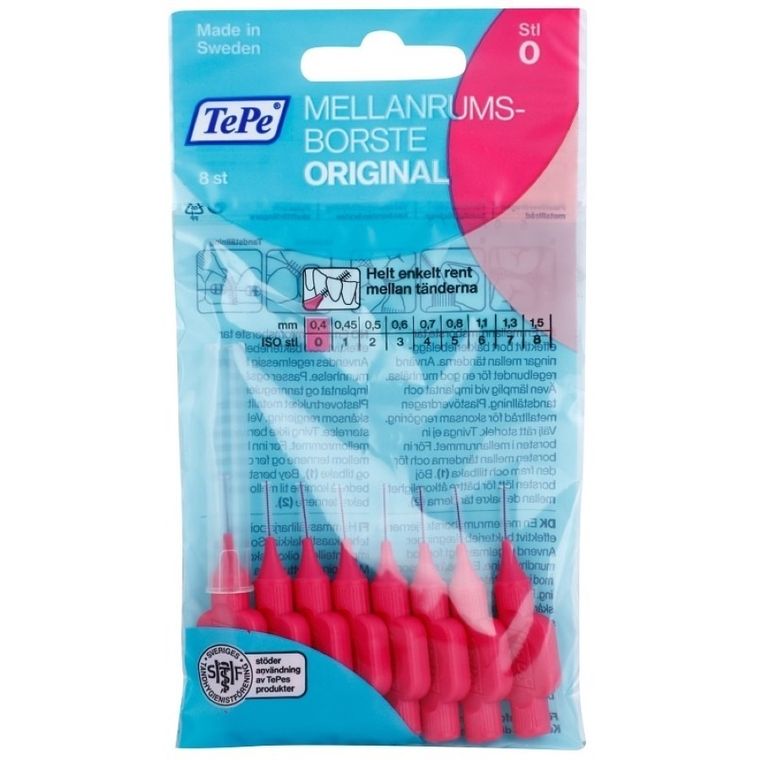 TePe, Oryginal, szczoteczki do przestrzeni międzyzębowych, 0,4 mm, różowe, 8 szt.