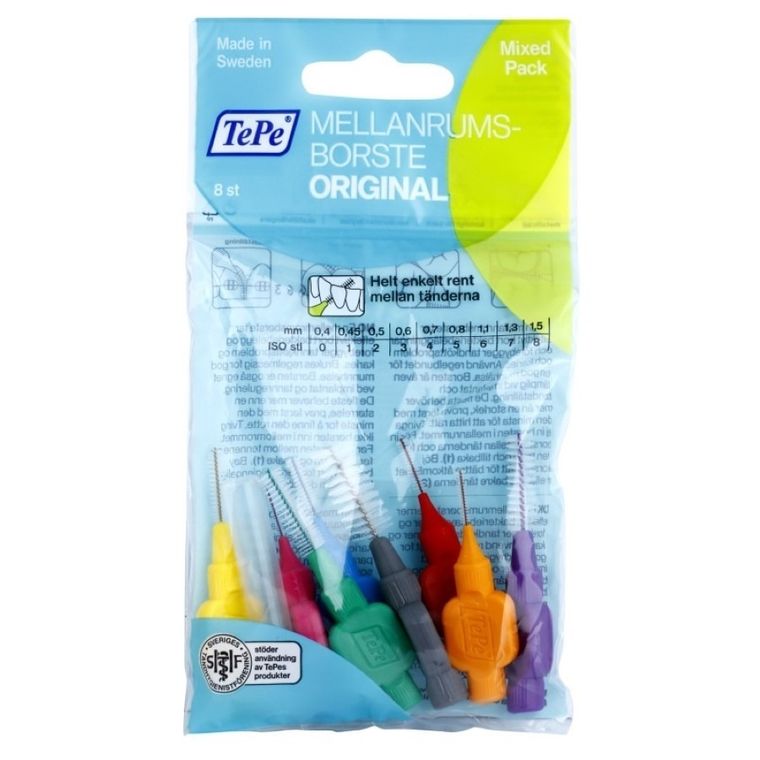 TePe, Oryginal, szczoteczki do przestrzeni międzyzębowych w różnych rozmiarach, 8 szt.
