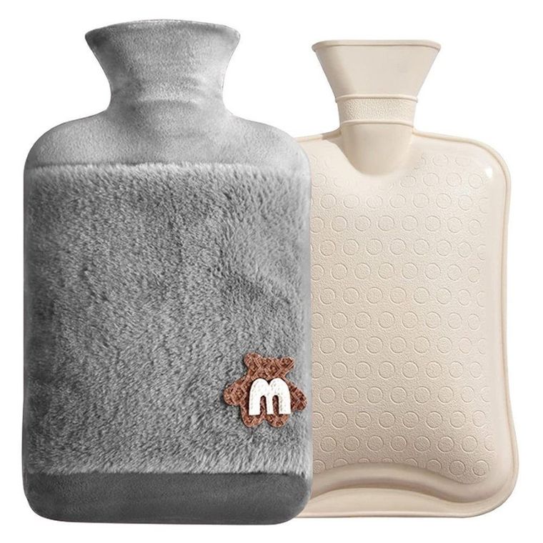 Termofor w pluszowym sweterku, miś, ciemnoszary, 2l