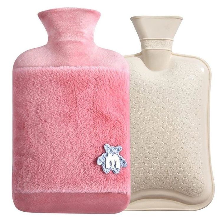 Termofor w pluszowym sweterku, miś, różowy, 2l
