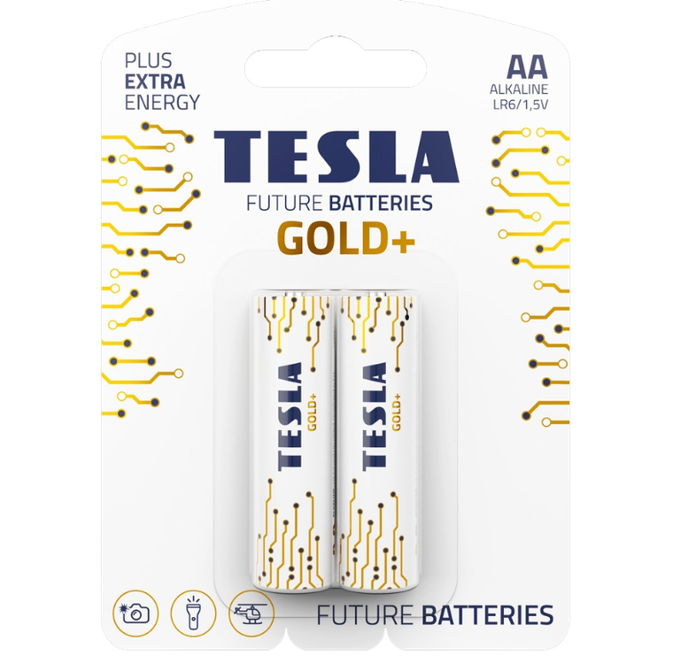 Tesla, Gold+, bateria alkaliczna, LR6 B2 1,5V, 2 szt.