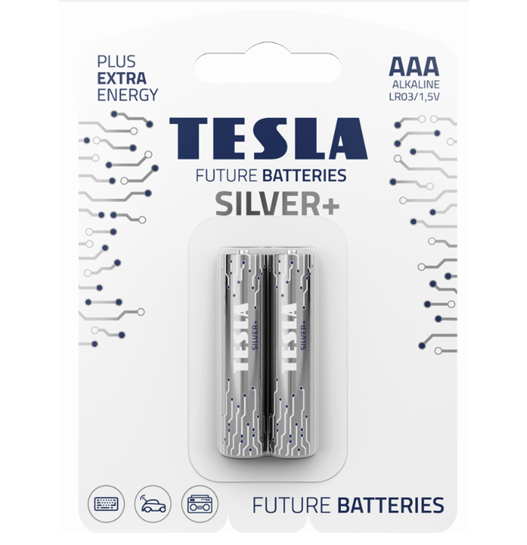 Tesla, Silver+, bateria alkaliczna, LR03 B2 1.5V, 2 szt.