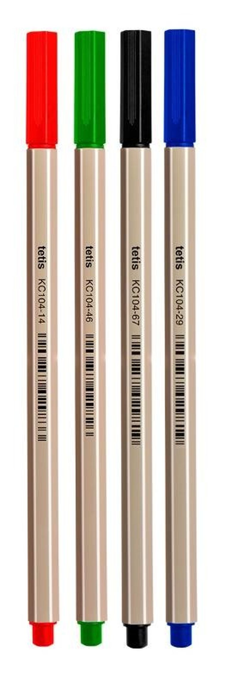 Tetis, cienkopis heksagonalny, 0,7 mm, 4 kolory