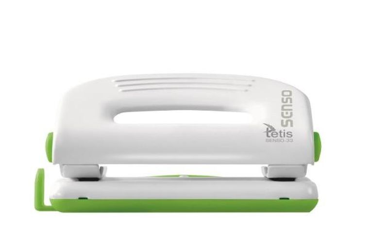 Tetis, dziurkacz metalowy, zielony, 10 kartek