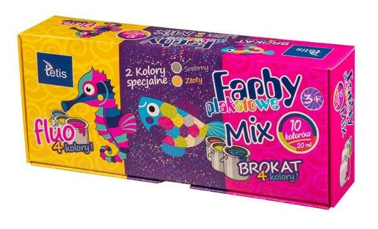 Tetis, farby plakatowe, 20 ml, 10 kolorów