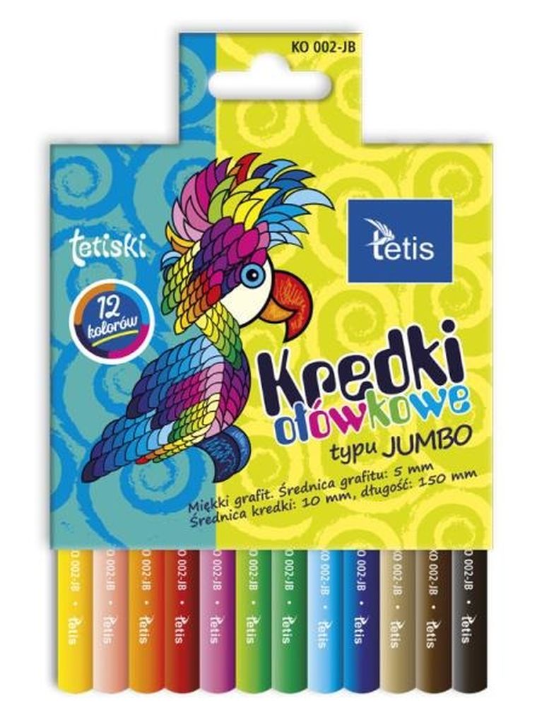 Tetis, Jumbo, kredki, okrągłe, 12 kolorów