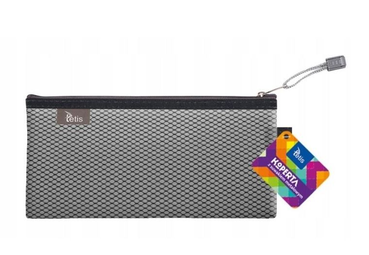 Tetis, koperta DL z suwakiem, metalowym, czarna